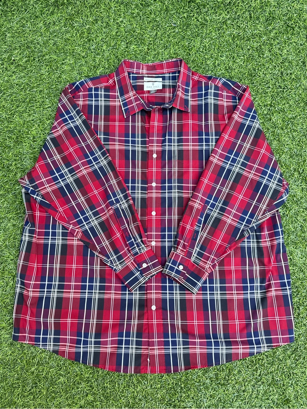 Oak Hill DXL Men's 3XL Plaid Long Sleeve Button Down Shirt Wrinkle Free